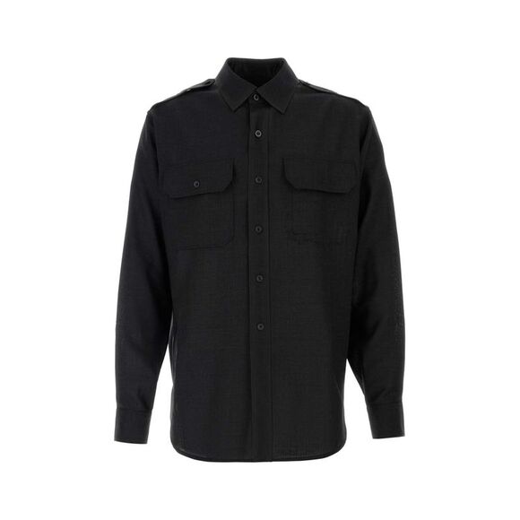 Maison Margiela Men Slate Wool Shirt